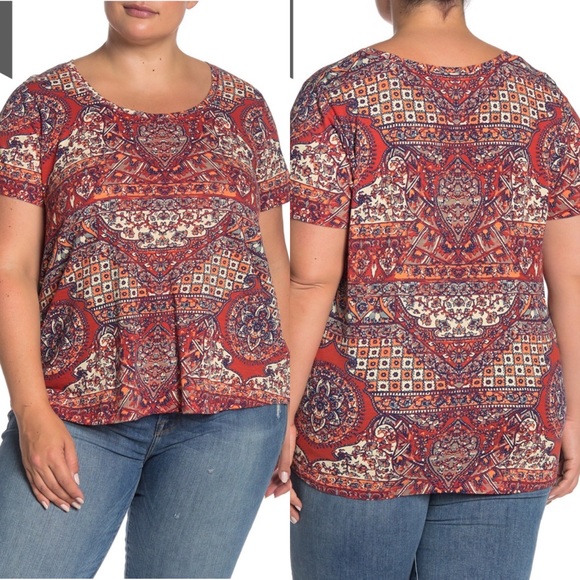 Lucky Brand Tops - Lucky Brand Printed Tee Womens Size 2X Bohemian